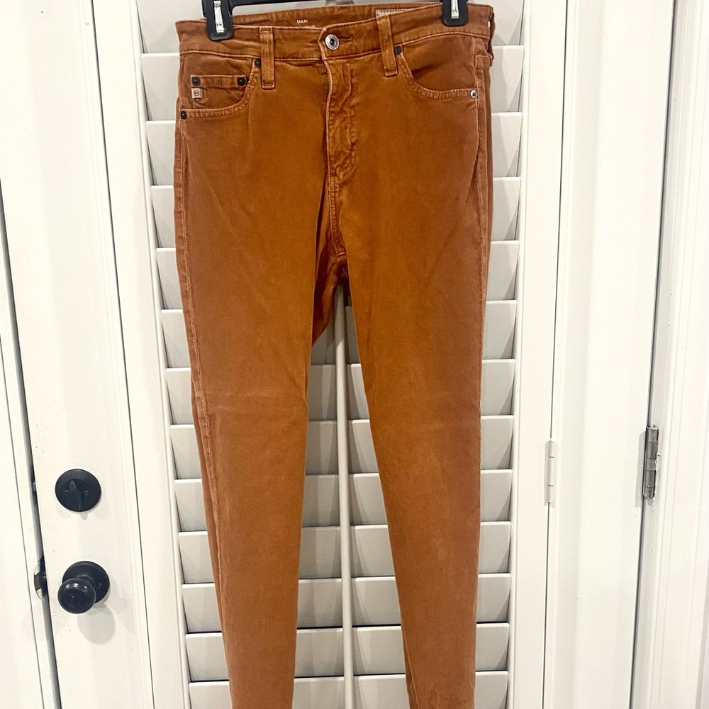 AG Jeans Mari Rust Orange High Rise Straight Jeans Size 27 R corduroy